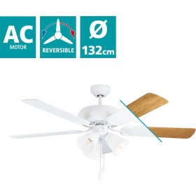 Resim Eglo 35076 "las Palmas" 132 cm Çapında Çelik Tavan Vantilatörü Çekme Ipli Ac Motor 
