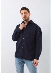 Resim Erkek Oversize Jean Gömlek Lacivert 001 