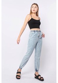 Resim Kadın Lastikli Jogger Pantolon Açık Mavi 001 