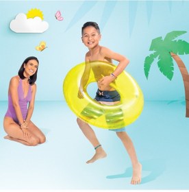 Resim Çocuk Yüzme Simidi - Intex - Şeffaf Jumbo - Yeşil - 76 Cm 59260 