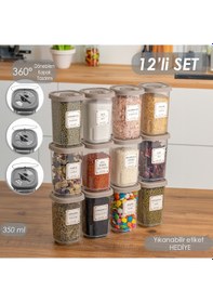 Resim Porsima 1061 Döner Kapaklı Baharatlık Seti 12'li 350 CC Cappuccino 