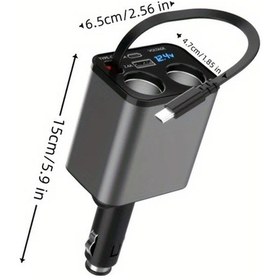 Resim Motion003 Gri 1 Adet 5 İn 1 Araba Teleskopik Hizli Sarj Cihazi Pd30w Geri Cekilebilir Kablo Cift Donusum Port Sedan Suv Kamyon Aksesuarlari 