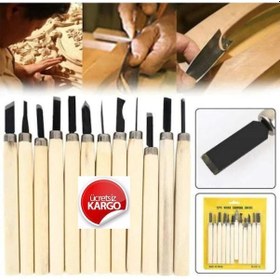 Resim 12 Parça Ahşap - Heykel - Ağaç Oyma Seti - Kalem Set 