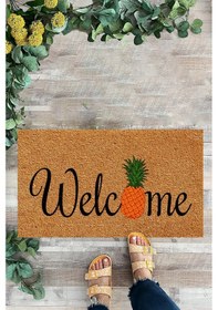 Resim Welcome, Ananas Desenli, İç Ve Dış Kapı Önü Paspası, Dijitalbaskı 