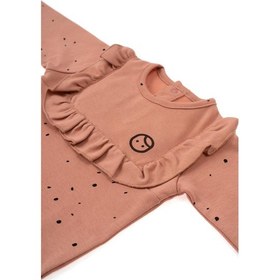 Resim Uzun Kollu Fırfırlı Ayarlanabilir Çıtçıtlı Zıbın Cosmos Pembe Org Pembe Dots 