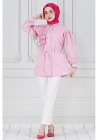 Resim Sevitli İnci Çakım Fırfırlı Tunik-pembe-3780-pembe Pembe 