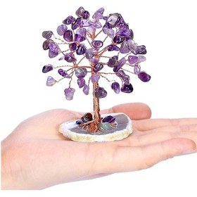Resim Valkyrie Ametist Yaşam Ağacı Kristal Bonsai Doğal Taş Dekor El Yapımı Tel Ağaç Meditasyon & Ofis Masaüstü Süs 