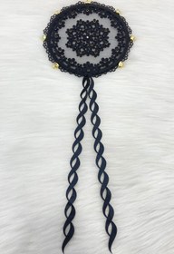 Resim ZEYMERADE Siyah Çiçekli Parlak Taşlı Gelin Tefi, Düğün Kına Söz Sünnet Bekarlığa Veda Bride Zilli 25cm, 1 Adet 