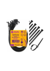 Resim 3.6x370 Mm Siyah Plastik Kablo Bağı Klipsi Cırt Kelepçe 100 Adet 