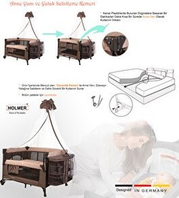 Resim Holmer Maxi Comfort Coolstyle 70x110 CM Anne Yanı Deluxe Kumaş Cibinlikli Kahverengi Oyun Parkı 