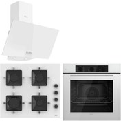 Resim Ferre QBL62CB - SS206 -D087 60 Cm Beyaz Cam Turbolu Ankastre Set -Yeni 2025 