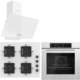 Resim Ferre QBL62CB - SS206 -D087 60 Cm Beyaz Cam Turbolu Ankastre Set -Yeni 2025 