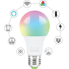 Resim Ack AA14-60920 10W E27 Wi-Fi Akıllı LED Ampul 
