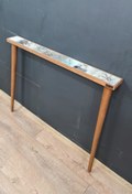 Resim Resmo Alaska 102x12 cm Dresuar Doğal Ağaç Çerçeveli Antik Limra Taşlı Antre Hol Koridor 