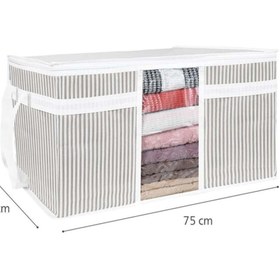 Resim Alas Home Pencereli Yastık Hurcu - Gri Çizgili, 75 x 40 x 40 cm - Renkli 