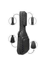 Resim Siyah Profesyonel Gigbag Klasik Gitar Kılıfı-çantası-beyaz Kapitoneli Suni Deri 