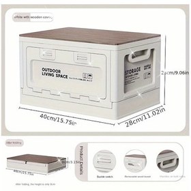 Resim Gateesat Mavi Ahşap Kapaklı Katlanır Depolama Kutusu Araba Bagaj Kamp Ev Organizatör 