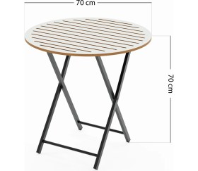 Resim Eportatif Katlanır 4 Kişilik Yuvarlak Bahçe Masası Bistro Masa 70X70 Beyaz 1507 