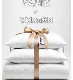 Resim Niron Çift Kişilik Yorgan + 2 Adet Yastık Seti 195x215 Cm 4 Mevsim Mikrofiber Konfor Beyaz 