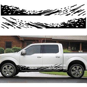 Resim Monyee Kamyon Renkli Vinyil Sticker - D-1320 Model Yan Kapı Gövde Dekoratif 2 Adet Siyah 