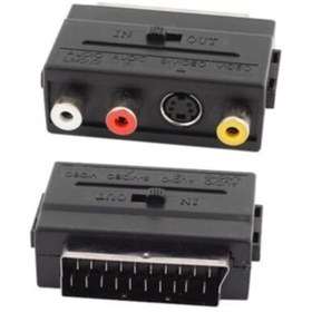 Resim Platoon Scart To Rca S-video In Out Anahtarlı Çevirici Adaptörü 