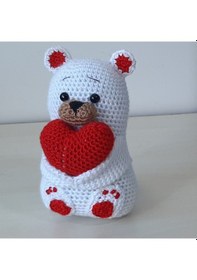 Resim Amigurumi Örgü Oyuncak Sevgili Ayı Kalpli 