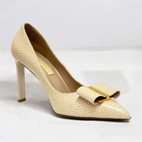 Resim Lescarpe 5508 Bej Cam Kırığı Altın Metal Platform Topuklu Kadın Ayakkabı 