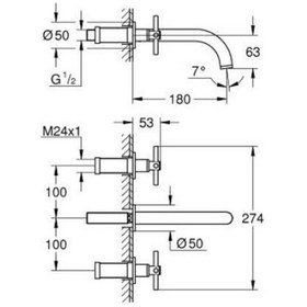 Resim Grohe Atrio 3 Delikli Duvardan Lavabo Bataryası M-Boyut - 20661AL0 Siyah 