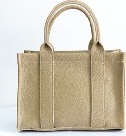Resim Kadın Vizon Tote Bag Deri Uzun Askılı Mini Çanta Ve Omuz Çantası Vizon 