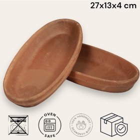 Resim 2'li Toprak Sırsız Oval Balık Güveci Pişirme Tavası 27x13x4 Cm 