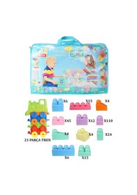 Resim Play Blox 3035 Pastel Renkler Mega Blok Tren Seti 266 Parça Çantalı 