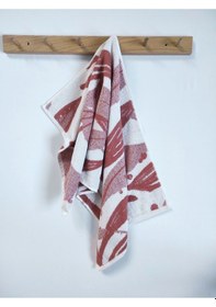 Resim Kiremit Renk Desenli El Havlusu - Yüksek Su Emici & Yumuşak - 45x85cm- %100 Pamuk - Ipliği Boyalı Kıremıt Kiremit 