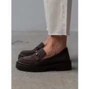 Resim Ece'nin Butiği Ruel Kahve Süet Hakiki Deri Kadın Makosen 