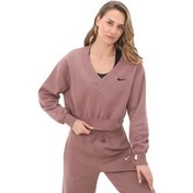 Resim Nike W Nsw Phnx Flc Crop Vneck Kadın Sweatshirt Pembe 