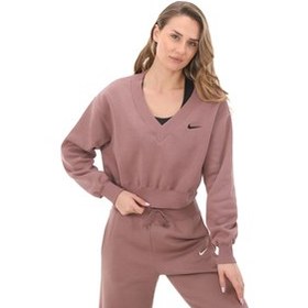 Resim Nike W Nsw Phnx Flc Crop Vneck Kadın Sweatshirt Pembe 