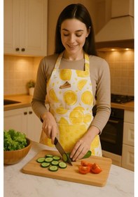 Resim Havlulu Mutfak Önlüğü Pratik Kullanım Önlük Sarı 