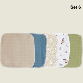 Resim Set 6 Müslin Kumaş Ağız Mendili & Ter Bezi (Tek Katlı) - Set 6 