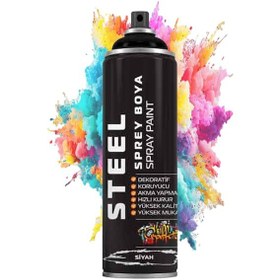Resim Sprey Boya 200 Ml 1 Adet Hızlı Kuruyan Renkli Profesyonel Ahşap Plastik Demir Metal Cam Porselen Duvar Sprey Boya Siyah 