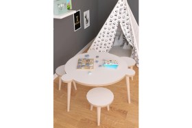 Resim Remaks Yuvarlak Yaz Sil Yüzey Çocuk Masa Sandalye Takımı 1 Aktivite Oyun Masası 2 Sandalye - Beyaz 