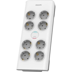 Resim Philips 8 Soketli Akım Korumalı Elektrik Prizi Beyaz 900 Joules 2m Örgülü Kablo Özellikli 