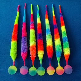 Resim Renkli Esnek Kuyruklu Peluş Oyuncak – Tüm Kediler İçin Yumuşak, Pilsiz Etkileşimli Oyun, Canlı Gradyan Tasarım, Hafif ve Dayanıklı Ev ve Dış Mekan Eğlencesi, Kedi Oyuncakları 