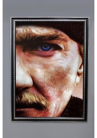 Resim Atatürk Portresi Dijital Baskılı Kadife Kumaş Çerçeveli Tablo Tbl0049 