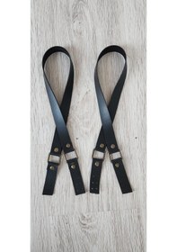 Resim Dikmeli Deri Çanta Askısı 70 Cm Antik Detaylı Siyah 