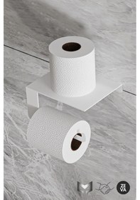 Resim Beyaz Tuvalet Kağıtlığı - Dayanıklı Banyo & Tuvalet Düzenleyici 
