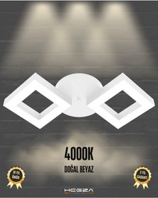 Resim Alato Beyaz Kasa, Doğal Beyaz Işık Modern Plafonyer Led Avize Beyaz 