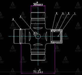 Resim İstavroz Mafsal Şaft L-200 06 4x2 / 4x4 101mm X 30mm İçten Se 