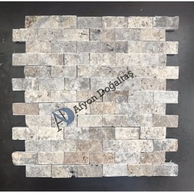 Resim Doğaltaş Silver (gümüş) Trv. 2,3x4,8 Cm Fileli Patlatma Duvar Kaplaması 