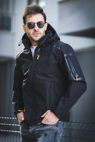 Resim Juka Softshell Su Soğuk Rüzgar Geçirmez İçi Kürklü Dolgulu Softshell Erkek Dağcı Kampcı Kayakcı Montu - SIYAH / S 