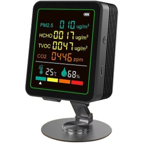 Resim Vkemall Ortam Kontrol Cihazı Siyah Standlı: Pm2.5, Co2, Tvoc, Hcho, Sıcaklık, Nem İzleyici - Kablosuz Kullanim, Yüksek Hassasiyetli Sensörler 