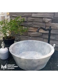 Resim Gri Mermer V Model Lavabo 